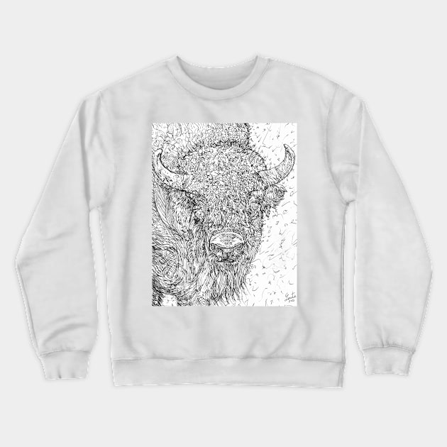 BISON - pencil portrait .1 Crewneck Sweatshirt by lautir